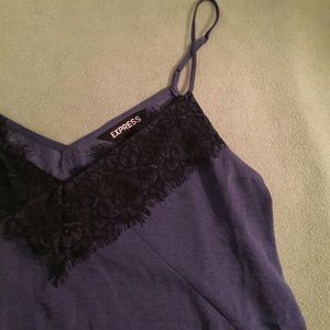 Express Black and Blue Lace Silky Camisole